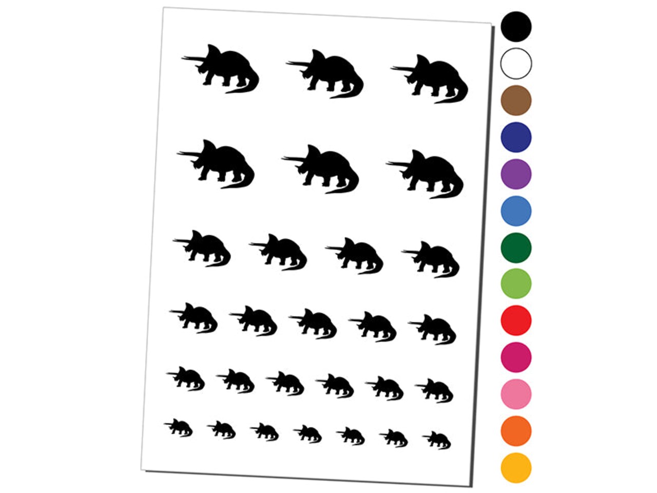 Triceratops Dinosaur Solid Temporary Tattoo Water Resistant Fake Body Art Set Collection